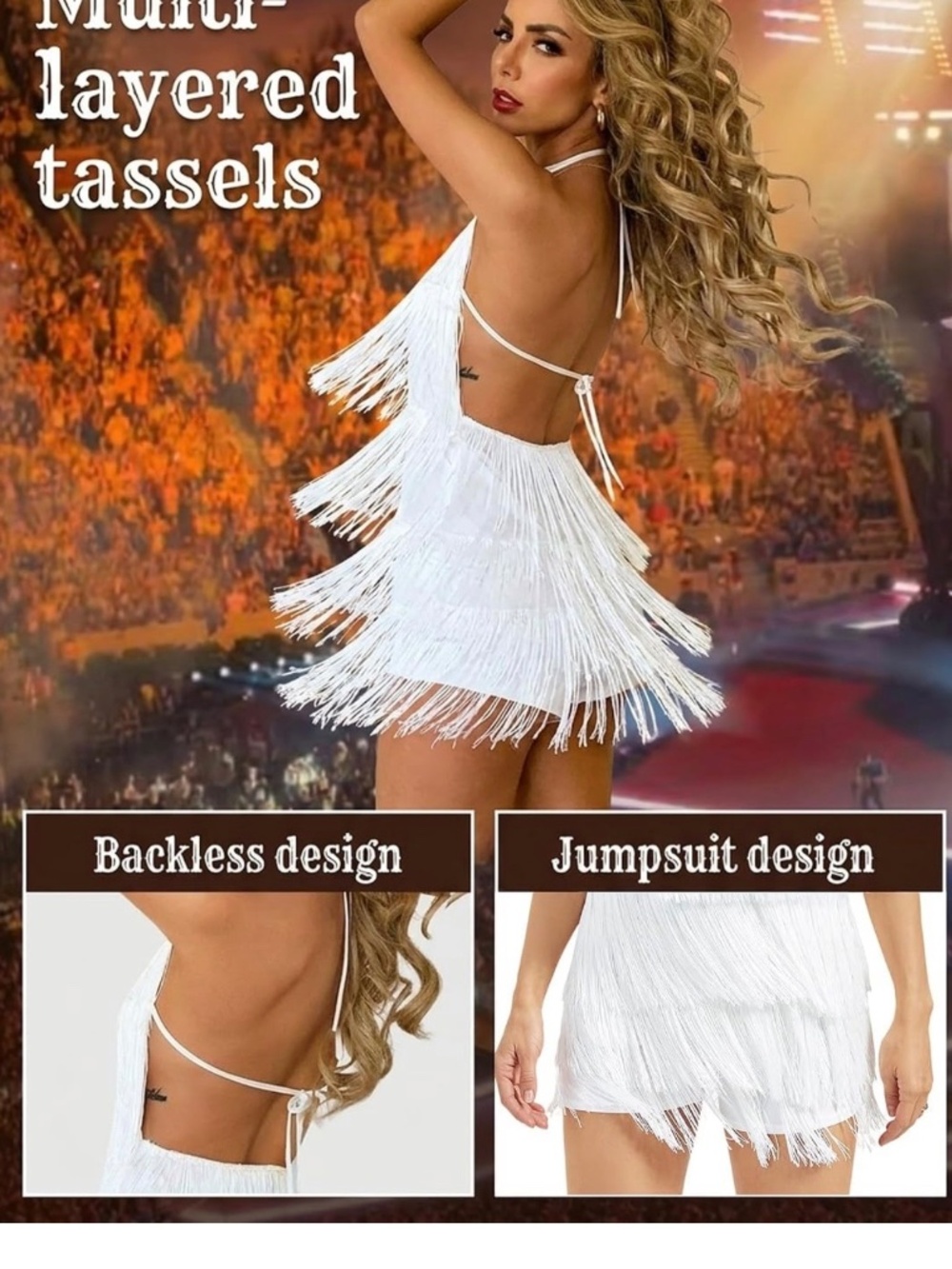 Backless Fringe Romper - Picture 2 of 2